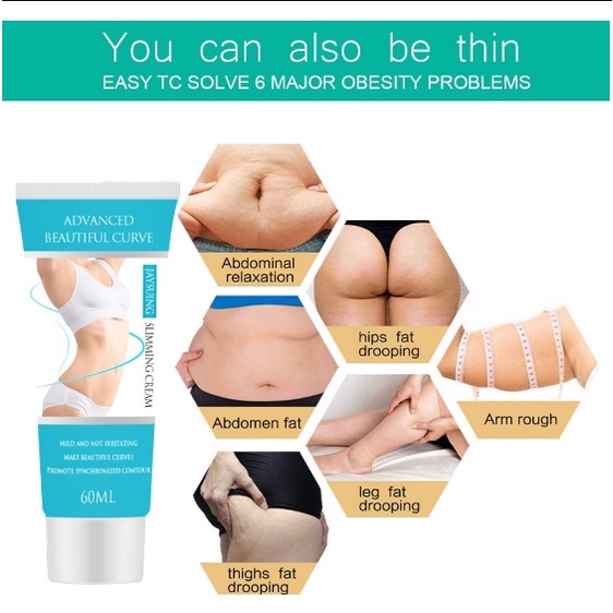 Krim pelangsing Slimming cream Badan slimming cream Membakar lemak 60ML krim pelangsing pelembab Lembut dan melembapkan Pelangsing perut paha tipis lengan tipis pinggul kurus krim pelangsing tubuh