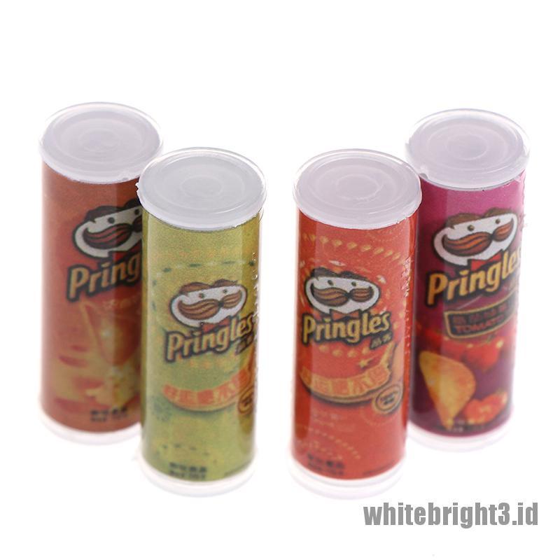 (white3) 4pcs / set Miniatur Botol Keripik Kentang Skala 1: 12 Untuk Dekorasi Dapur Rumah Boneka