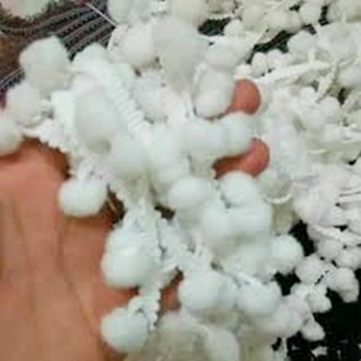 Renda Baso Besar 10mm Putih/Renda PomPom Putih