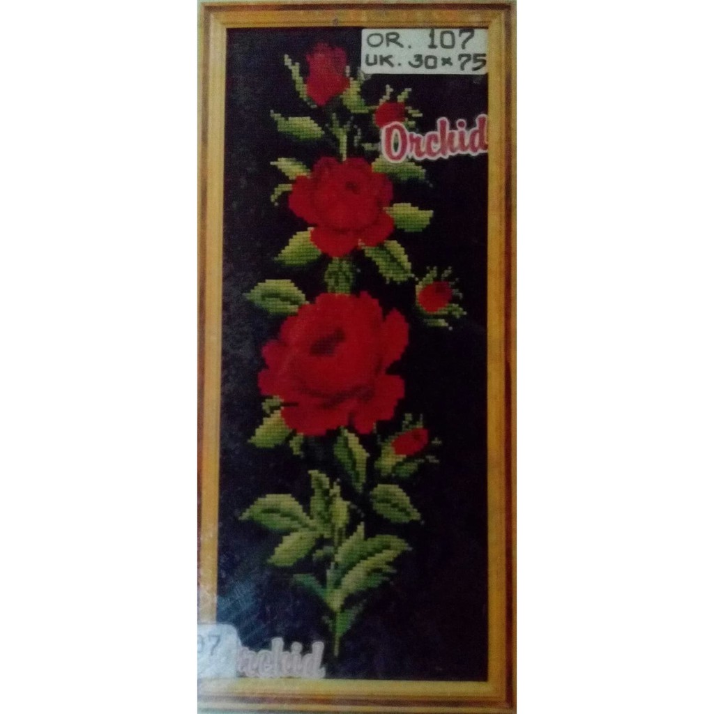 KRUISSTEEK KRISTIK ORCHID MOTIF BUNGA OR 107
