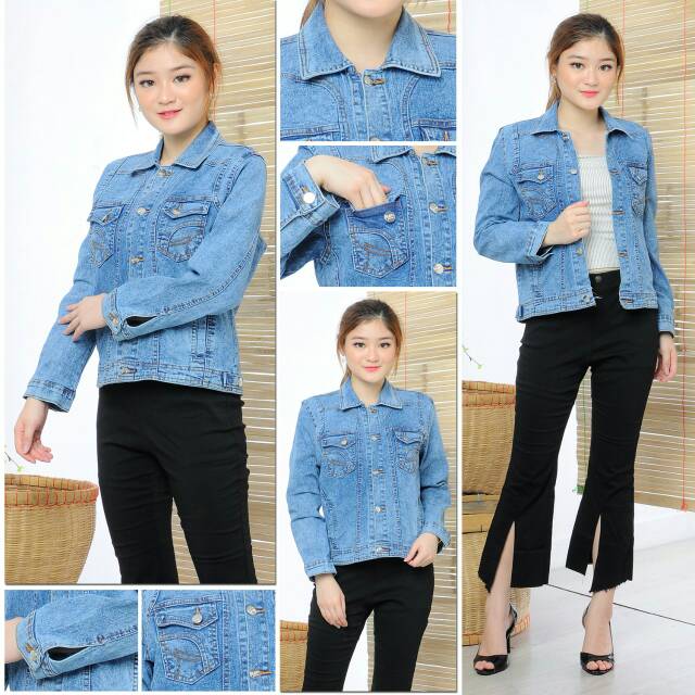 Jaket Jeans Snow Wanita /Jaket Jeans Wanita/Jaket Wanita/Jaket Jeans Korea/Jaket Jeans Model Terbaru