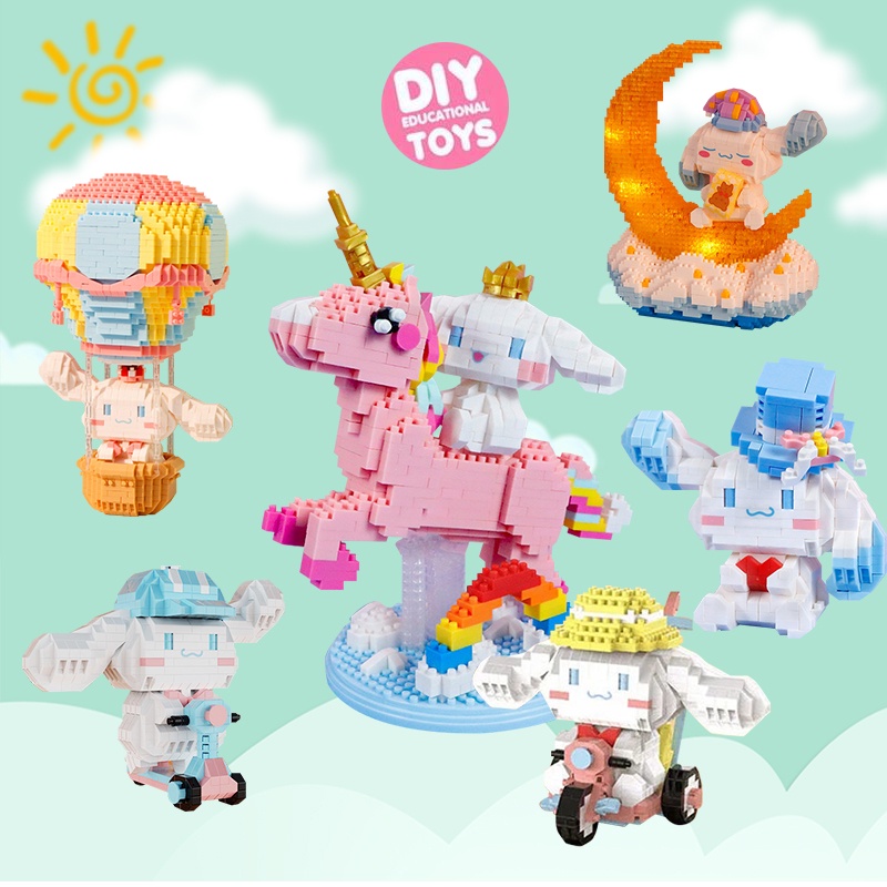 Mainan Balok Cinnamoroll Edukasi Karakter Kartun Mainan Anak DIY 3D Puzzle Brick Mini Nano Block