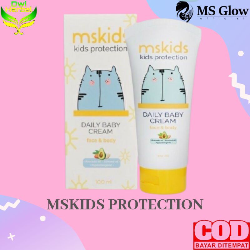 COD MSKIDS Daily Baby Cream Ms Glow Sunblock UV Protection Wajah dan Kulit Bayi Balita Anak-Anak