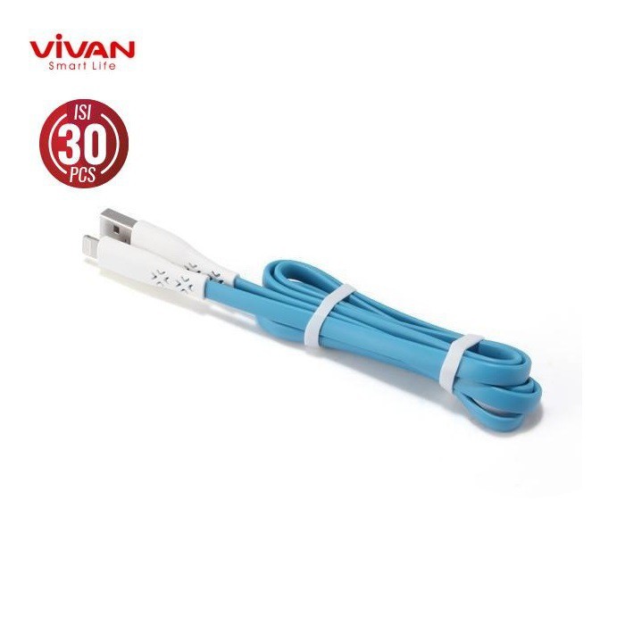 Kabel Data Vivan CTL100 1M Flat Lightning Cable Data for iPhone ( 1 Box isi 30 Pcs) - Garansi Resmi
