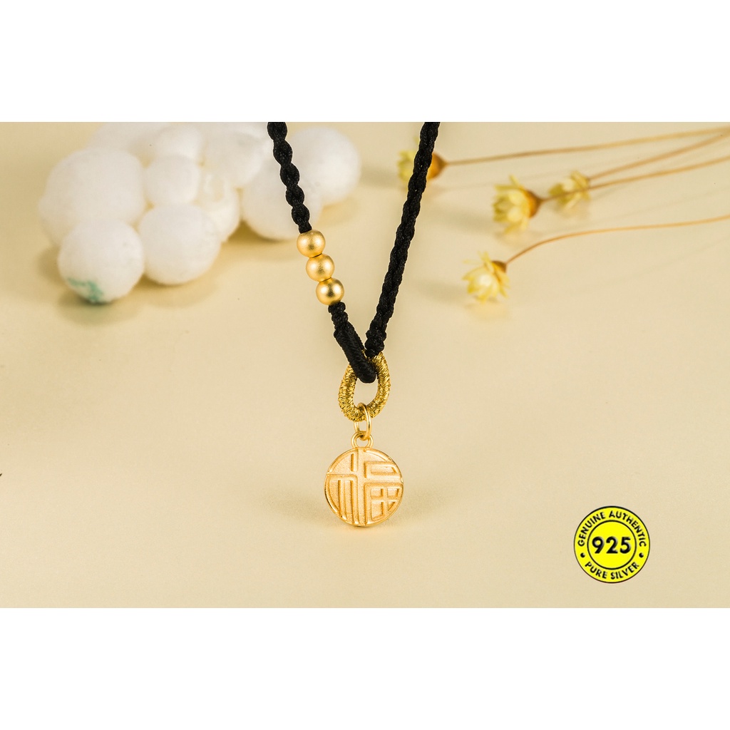 Kalung Manik-Manik Bulat Lapis Emas 18K Untuk Pria / Wanita