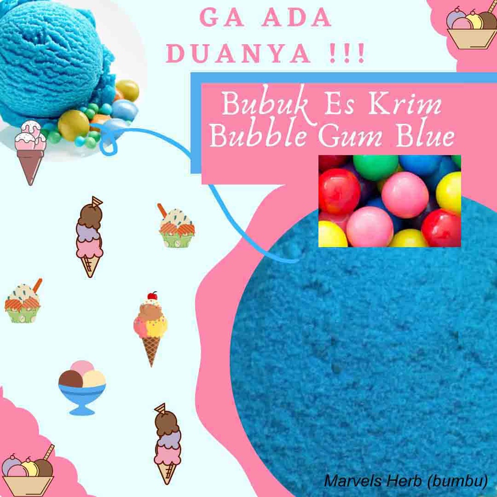 

Bubuk Es Krim Bubble Gum Blue 50 Gr Serbuk Ice Cream Bubble Gum Blue 50 Gr Es Krim Kiloan Bahan Instan Premix Soft Hard Gelato Murah