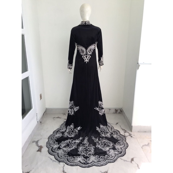 Kebaya Sanghai bludru hitam payet silver