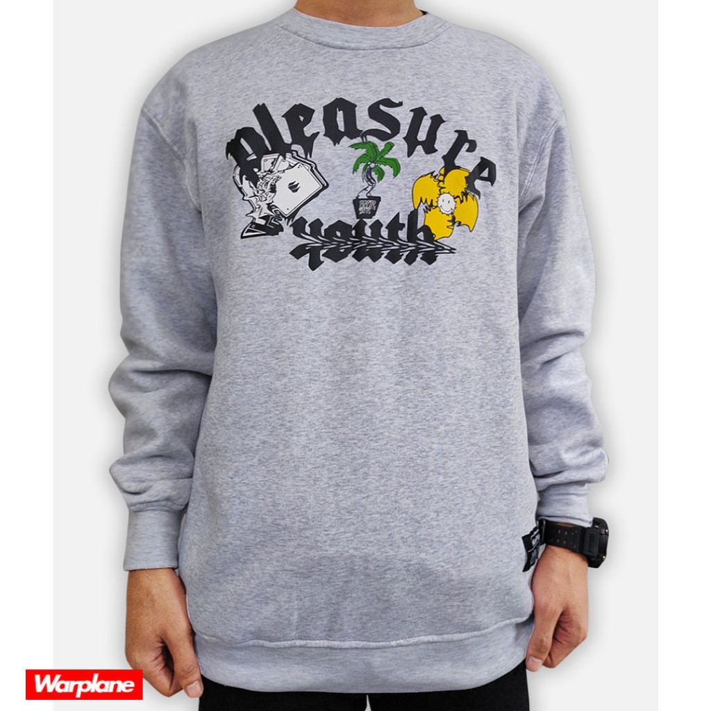 Warplane Crewneck Greey / Sweatshirt Wrpln Sablon Plsr/ Baju Atasan Pria/Switer Dewasa