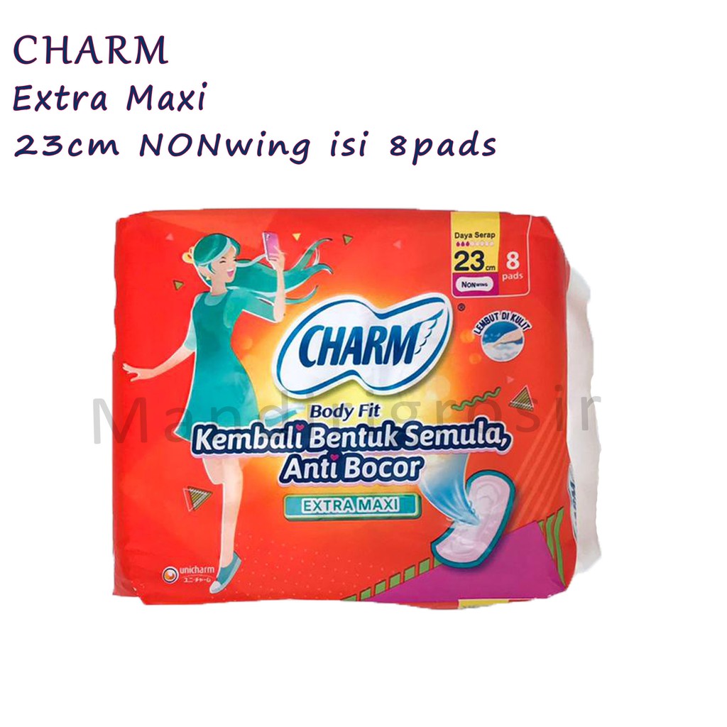 Charm Pembalut Extra Maxi * Non Wing 23cm * 8pads