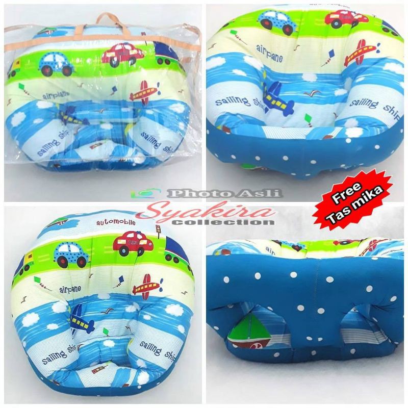 Sofa Duduk Bayi belajar Duduk motif flaminggo biru