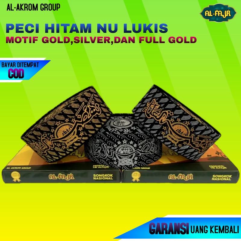 Peci Songkok Kopiah NU Lukis Full Gold Anak dan Dewasa Murah Berkualitas