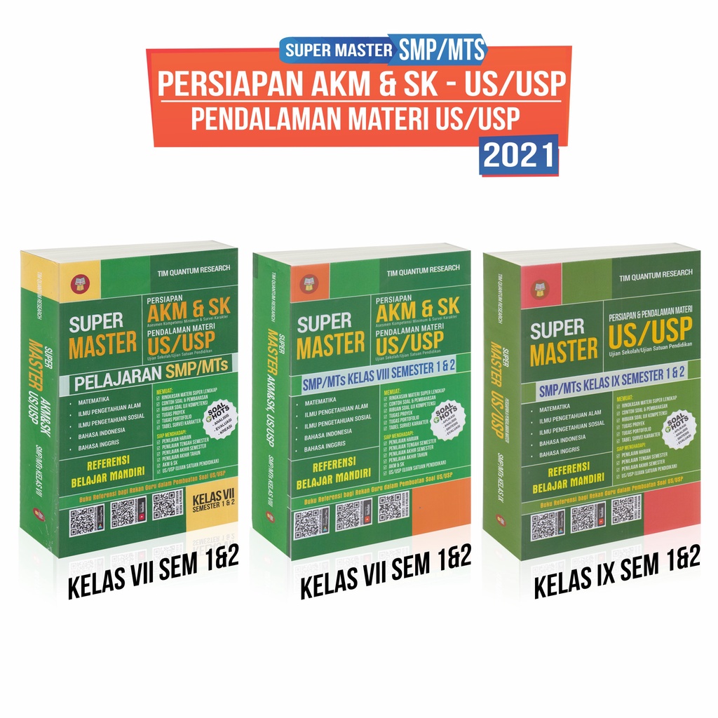 Buku Akm : Super Master Pelajaran - Super Master Pendidikan -Akm & Sk Us & Usp Smp Kelas VII VIII IX-0
