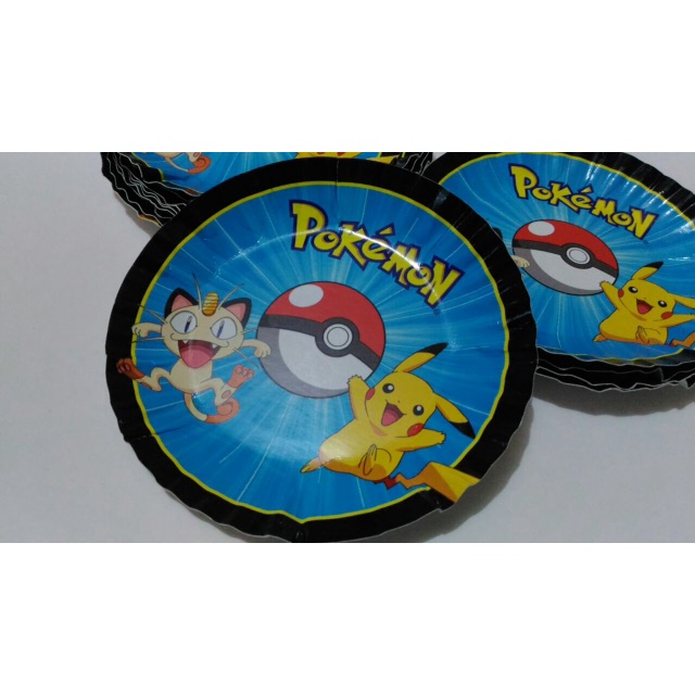 Jual Piring Kertas Bulat Karakter Pokemon Hompimpa Party Shopee Indonesia