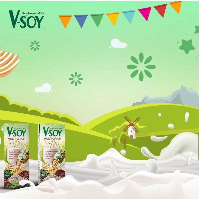 Vsoy V-soy Susu Kedelai Multi Grain 200 ML 200ML