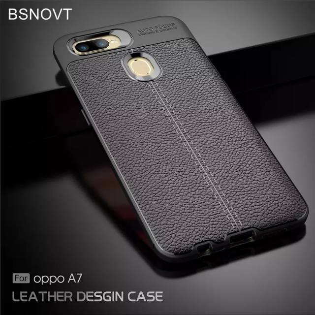 CASE OPPO A7 CASE AUTO FOCCUS LEATHER SOFT CASE CASING KULIT OPPO A7 2018