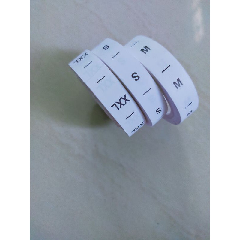 

ecer label ukuran bahan sintetis per 25 pcs tulisan print BARU!