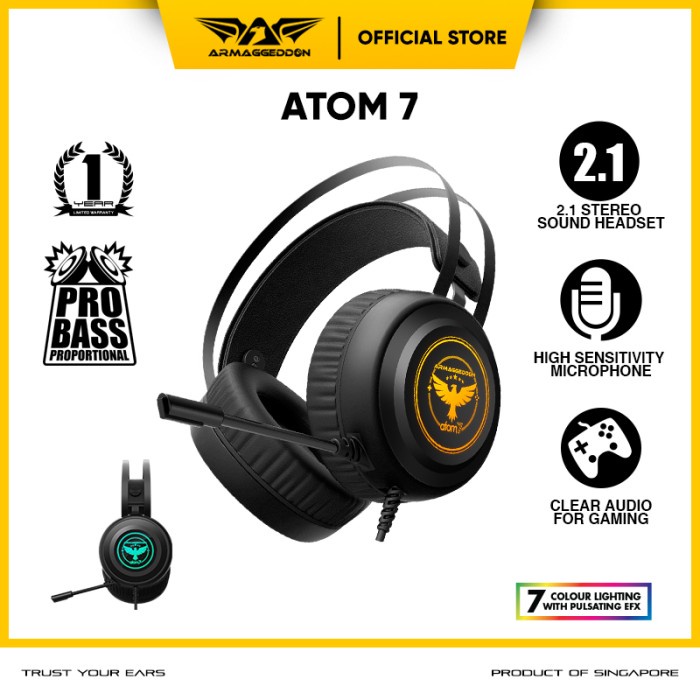 Headset Gaming Armaggeddon Atom 7 (7 Colour Lighting Pulsating EFX) - ATOM 7 ONLY