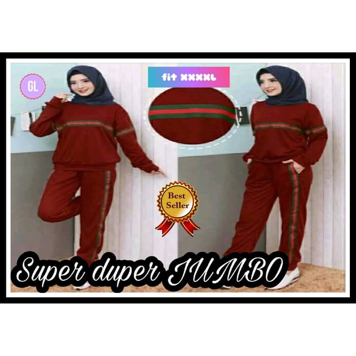 Stelan Baju Olahraga Training List Big Size Super Duper JUMBO XXXXL Setelan Bajuolahraga Wanita