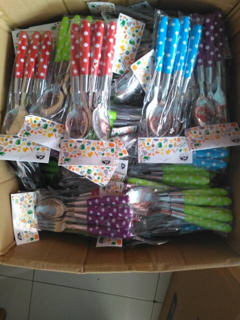 Sendok garpu polkadot 6 pcs