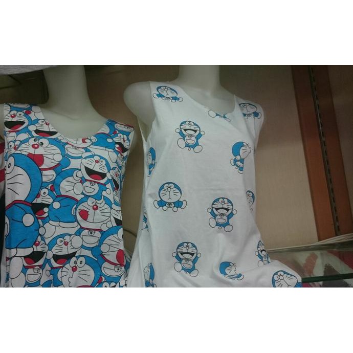 HOT TANK TOP WANITA CROP TOP► SINGLET DORAEMON FULL BIRU PUTIH KAOS SINGLET KORTING
