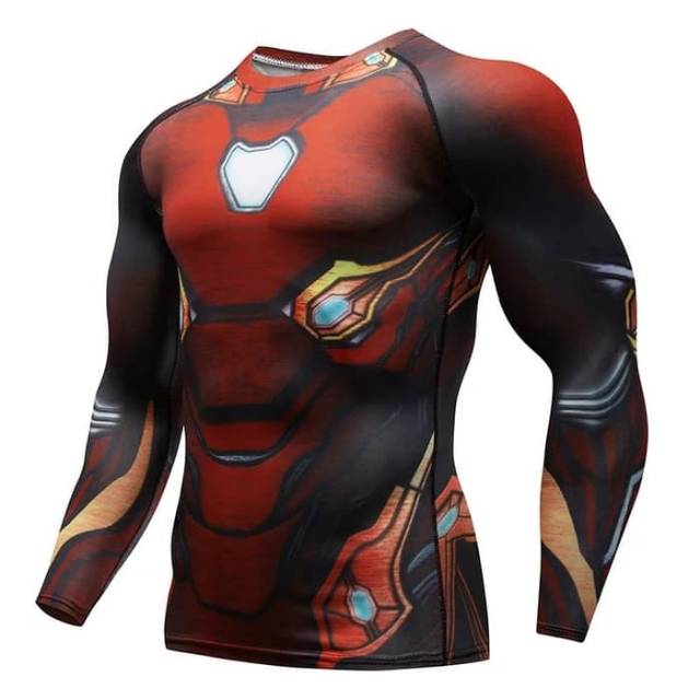 HPS-009MR Kaos lengan panjang superhero sport fitness bodyfit Ironman Marvel