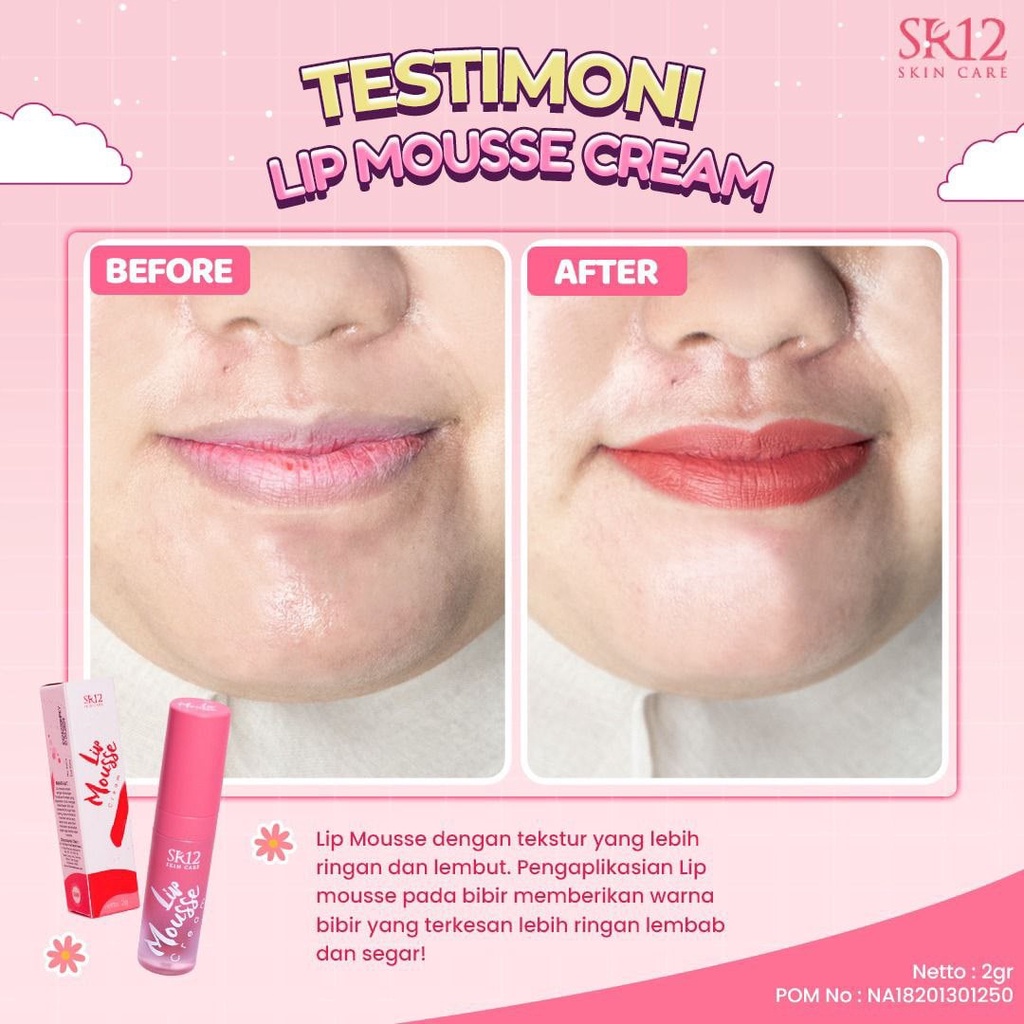 SR12 Lip Mousse Cream 2gr BPOM Menjaga Kelembaban Bibir Kering