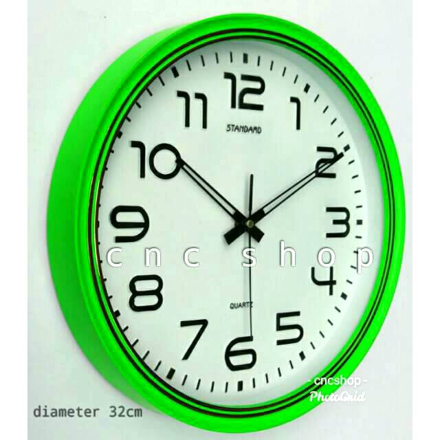 Jam Dinding Standard Hijau 32cm Embossed Bodi Tebal