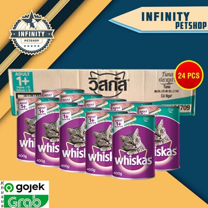 GOSEN Makanan Kucing Whiskas Kaleng Wetfod Grosir Dus Isi 24 PCS 400GR