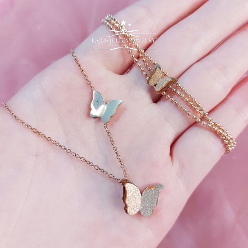 Trending fashion Item Perhiasan Satu Set Wanita Butterfly Simple Elegant Perhiasan Cantik Perhiasan 