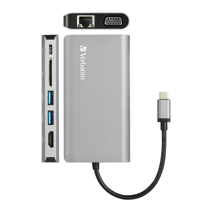 Verbatim Type-C Hub with VGA, HDMI, RJ45, USB3.0x2, PD 60W, SD &amp; Earja |