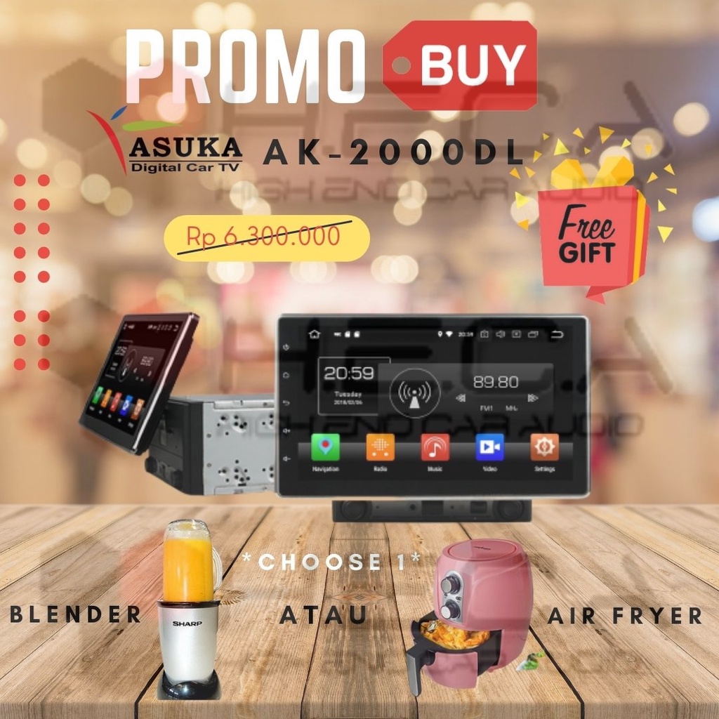 Asuka AK-2000DL Head Unit Android Tape Audio Mobil AK-2000 DL