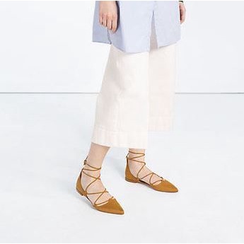 Tied Flat Shoes Sandal Zara Blush/Nude Pink Original Store Preloved