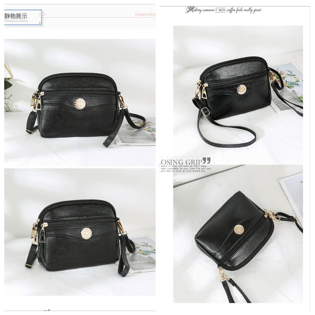 TAS SELEMPANG WANITA ELIBE TA211B5 HITAM MURAH KULIT KECIL KOREA BRANDED FASHION BATAM IMPORT PESTA