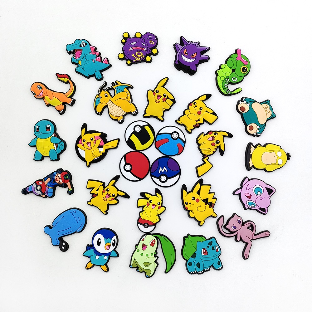 Crocs Charms Desain Kartun Anime Pokemon jibbitz crocs Bahan PVC Untuk Aksesoris Sepatu Anak Laki-Laki