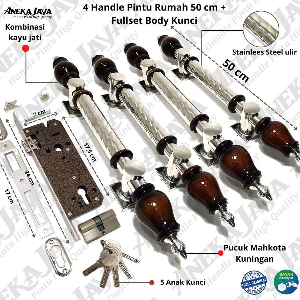 Satu set Handle Pintu rumah 50 cm  / Tarikan Pintu rumah / Pegangan Pintu rumah minimalis