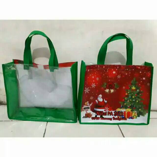 

Tas souvenir natal/tas bingkisan natal kombinasi mika custom