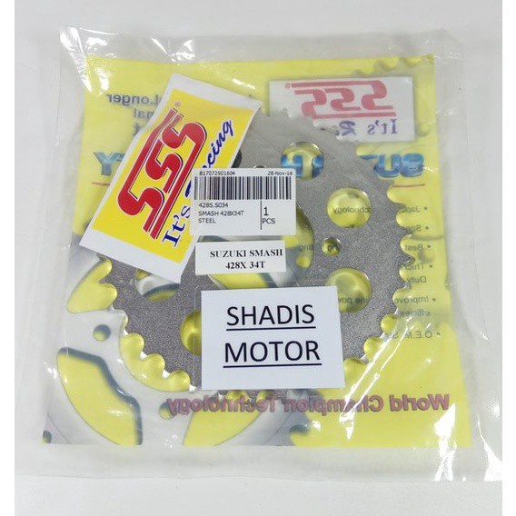 Ger SSS Motor Suzuki Smash Supra Revo Kharisma Grand Belakang Ukuran 428 - 34T Gear Motor