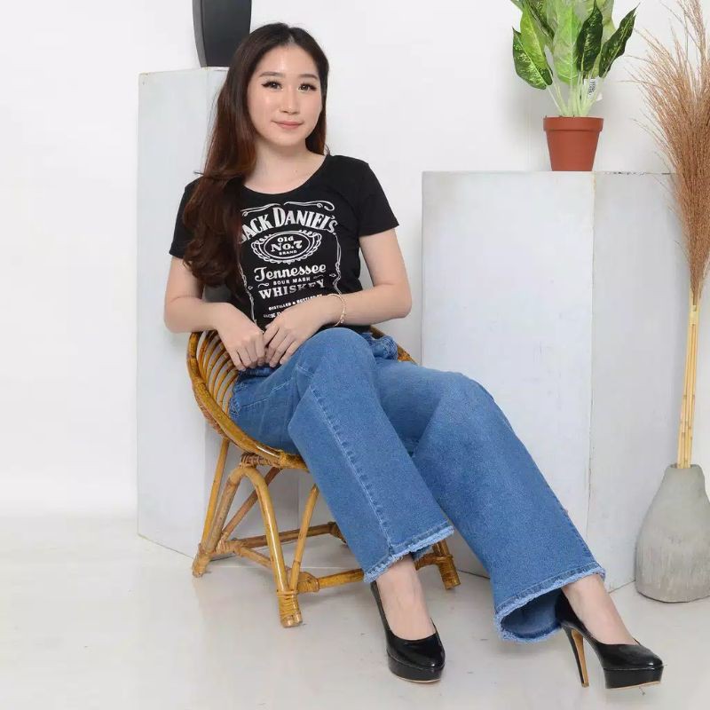 Celana Wanita Kulot Jeans Boyfrend Celana Kekinian Murah Celana Kulot Rawis Snow Elmiera