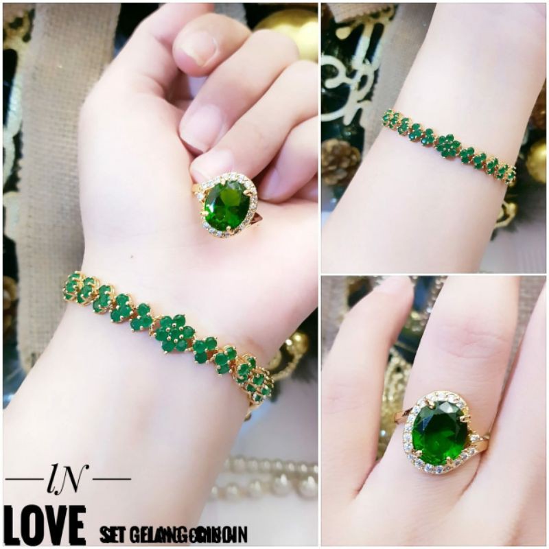 Cincin Batu Mata Hijau/Hitam/Biru/Merah