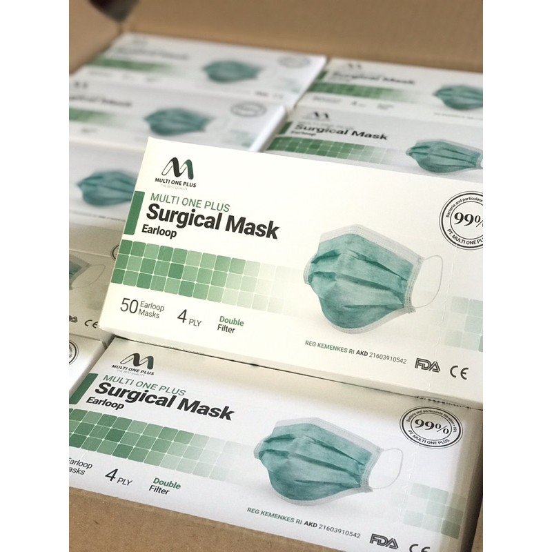 Surgical Mask Earloop Multi One Plus 4 ply/ 4 lapis isi 50 pcs/ masker medis/ masker murah