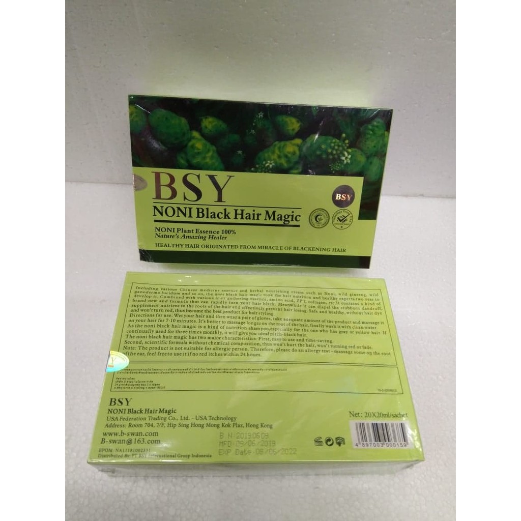 [ BOX ] BSY NONI BLACK HAIR MAGIC SHAMPOO - PERBOX isi 20 Sachet - ORIGINAL - Shampo Hitam BSY