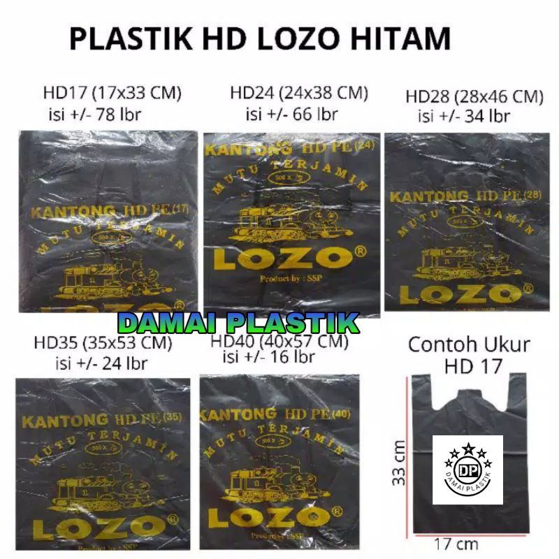 HD Kantong Kresek Tebal Lozo Hitam Merah Putih Ukuran 17 24 28 35 40