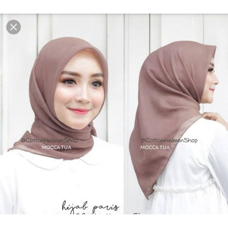 Hijab segi empat paris premium polos by : catlyn carla-Moca