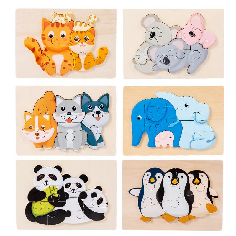 3in1 chunky puzzle animal family / puzzle kayu anak