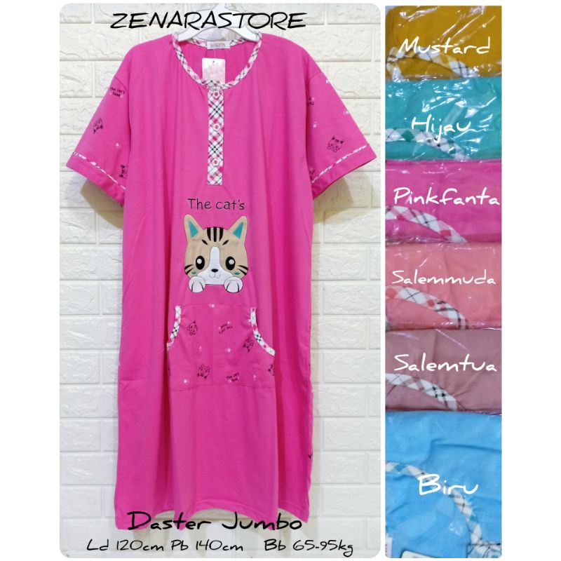 Daster kaos jumbo dewasa Lorita by Sofie daster kancing depan jumbo big size Ld 120cm-140cm