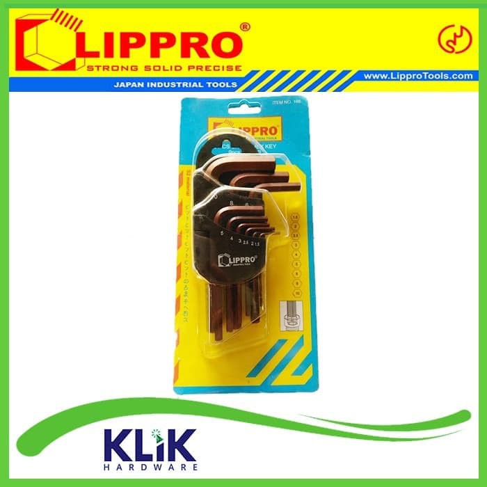 Lippro Kunci L Hexagonal Short Set 9 Pcs 1.5 - 10 mm Pendek