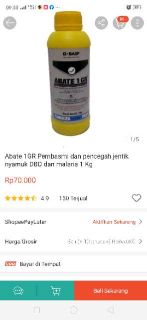 Abate 1gr Pembasmi Dan Pencegah Jentik Nyamuk Dbd Dan Malaria 1 Kg