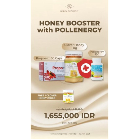 

honey booster with pollenergy free clover honey 250gr