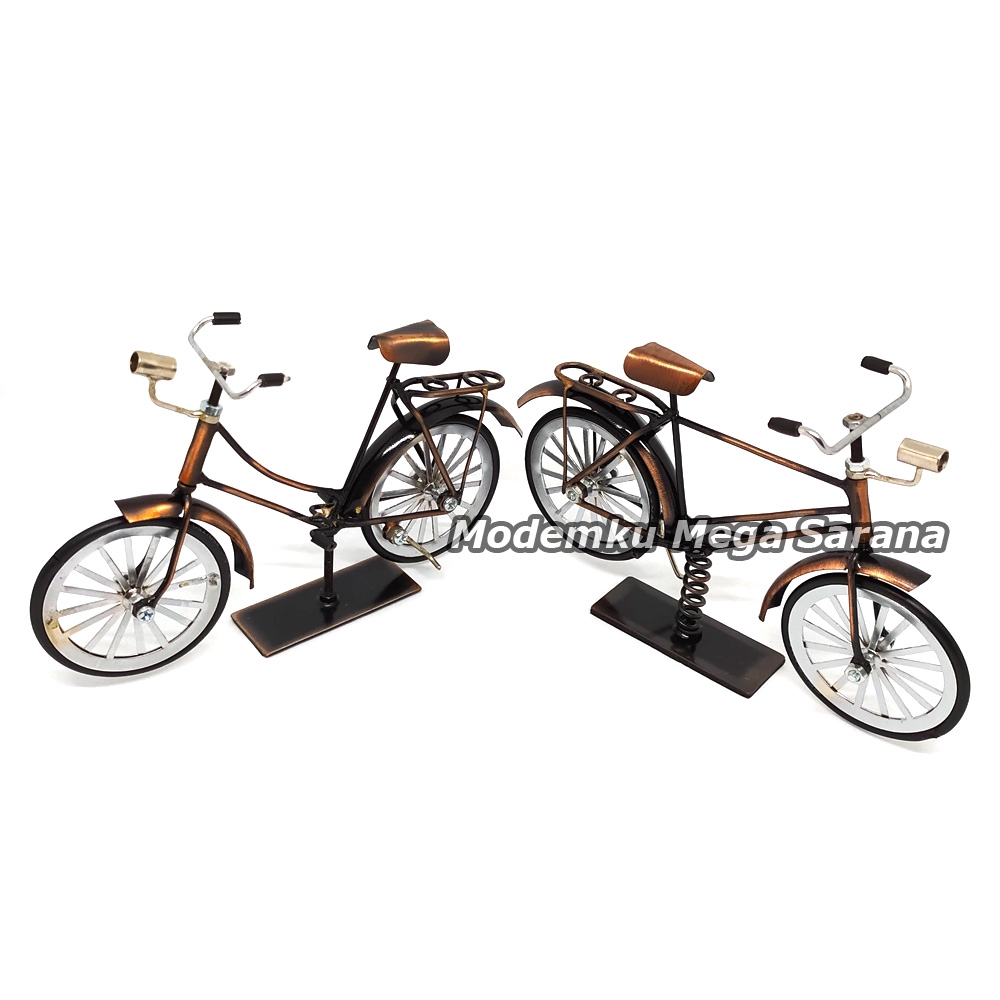 Paket isi 2 - Miniatur Sepeda Ontel Logam Kawat Laki + Perempuan - Ukuran SS
