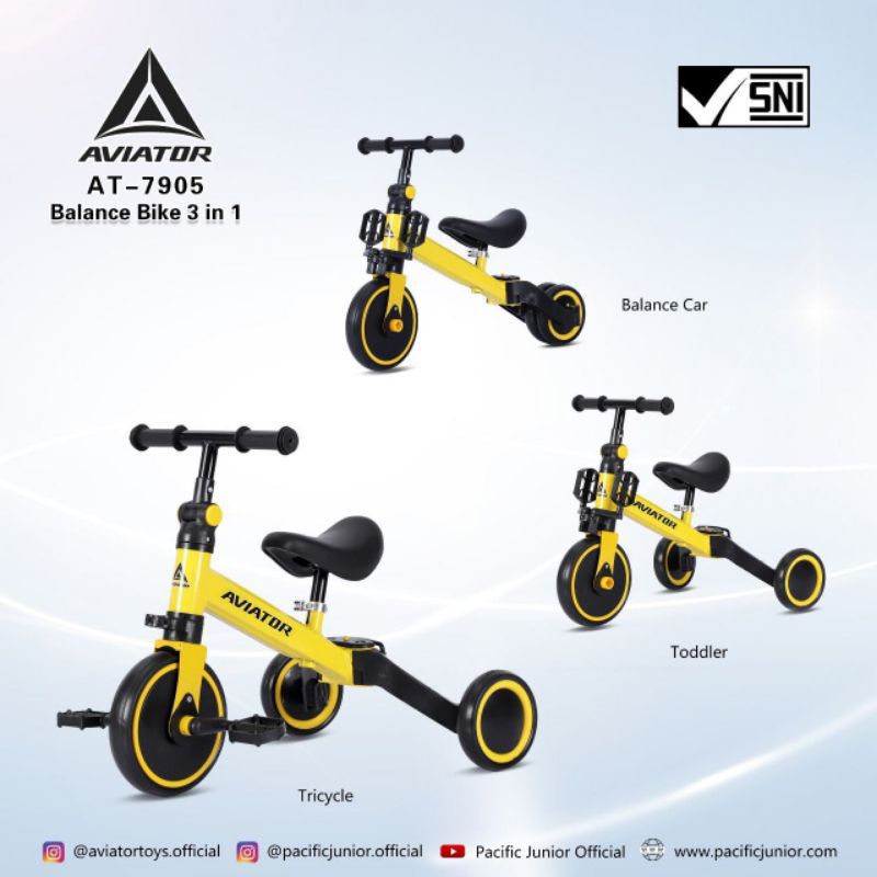 Sepeda Roda Tiga Balance Bike Tricycle 3IN1 AVIATOR AT7905/EXOTIC BALANCEBIKE